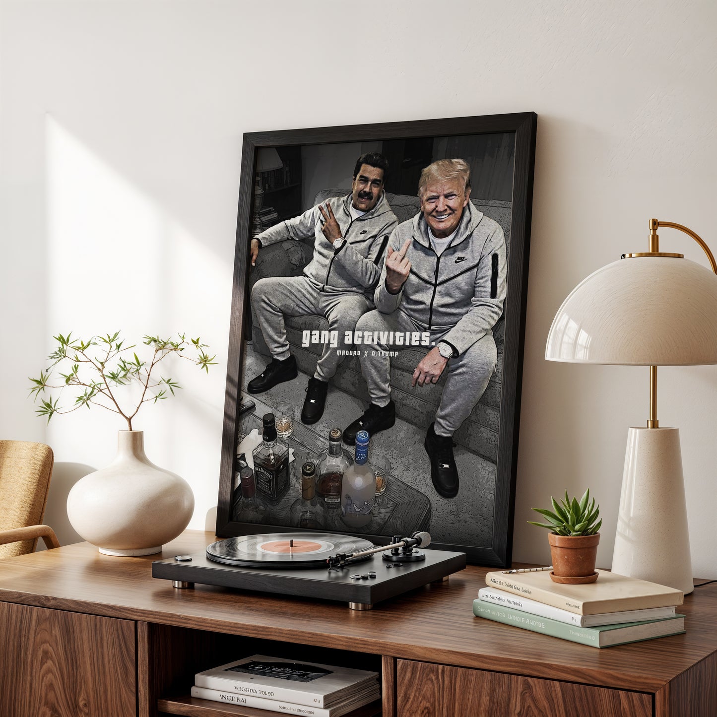 D. Trump x Maduro 'Gang Activities' Poster Framed