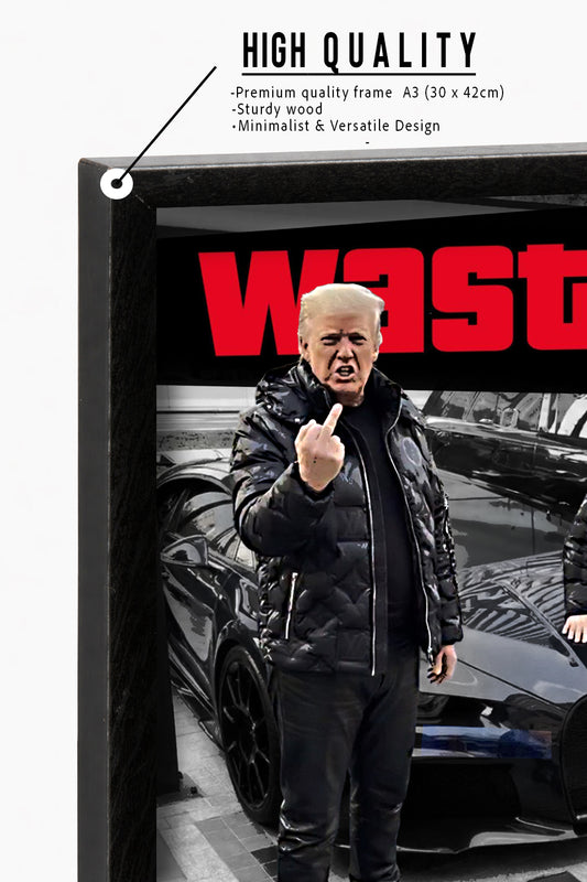 Donald Trump x Vladimir Putin' Wasted Poster Framed A3 (30 x 42cm)