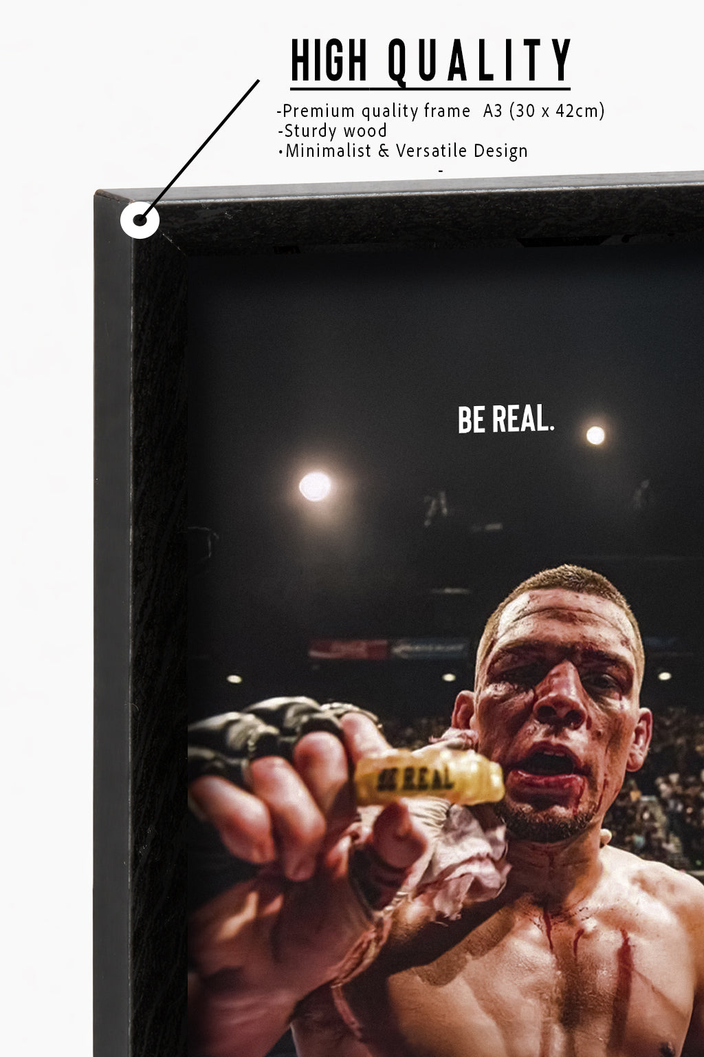 Be Real' Nate Diaz MMA Poster Framed A3