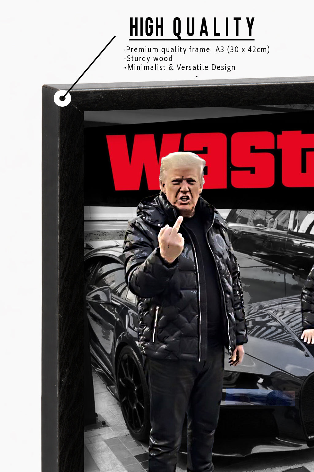 Donald Trump x Vladimir Putin' Wasted Poster Framed A3 (30 x 42cm)